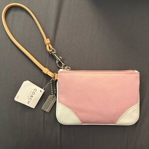 NWT Authentic Coach Pink Canvas Wristlet